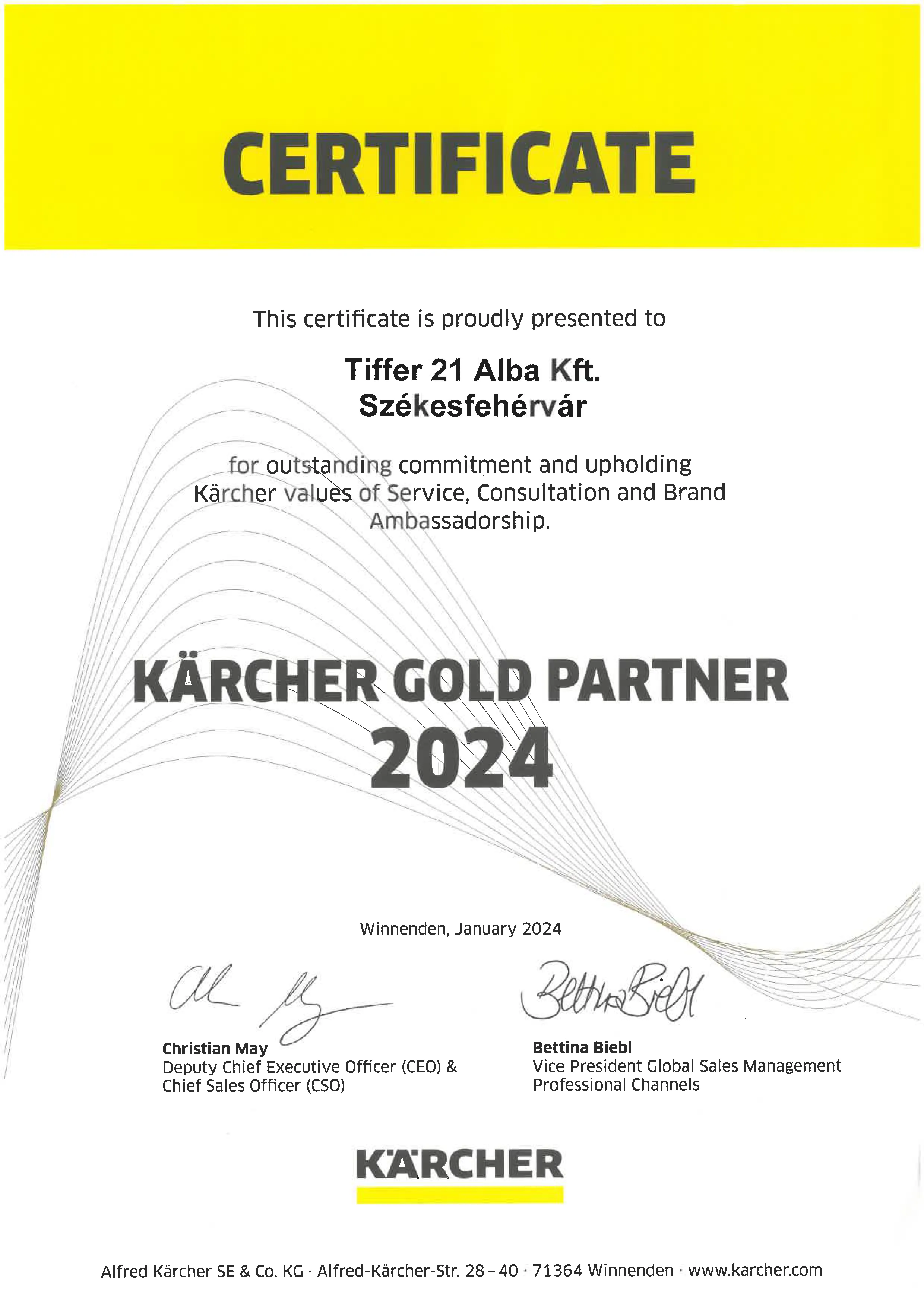 Tiffer 21 Alba Kft. K&auml;rcher Tan&uacute;s&iacute;tv&aacute;ny