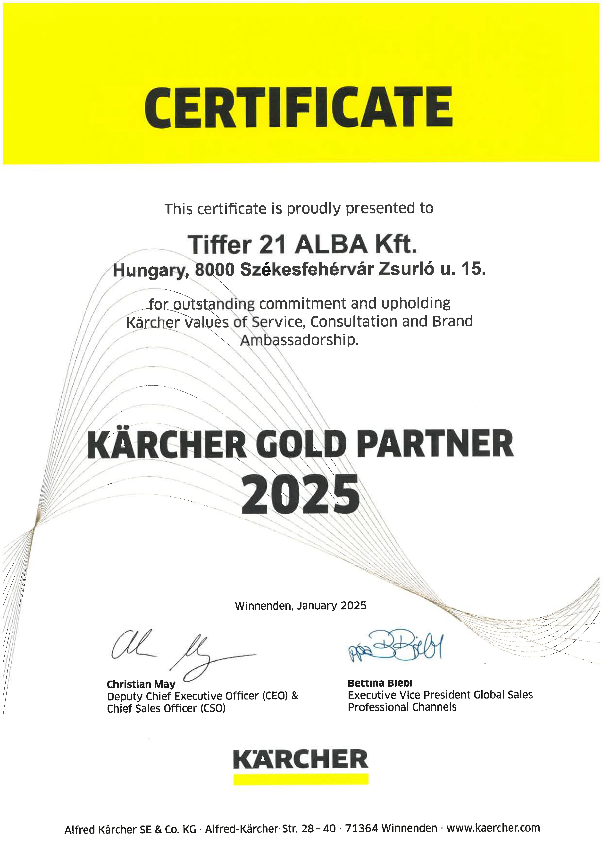 Tiffer 21 Alba Kft. K&auml;rcher Tan&uacute;s&iacute;tv&aacute;ny