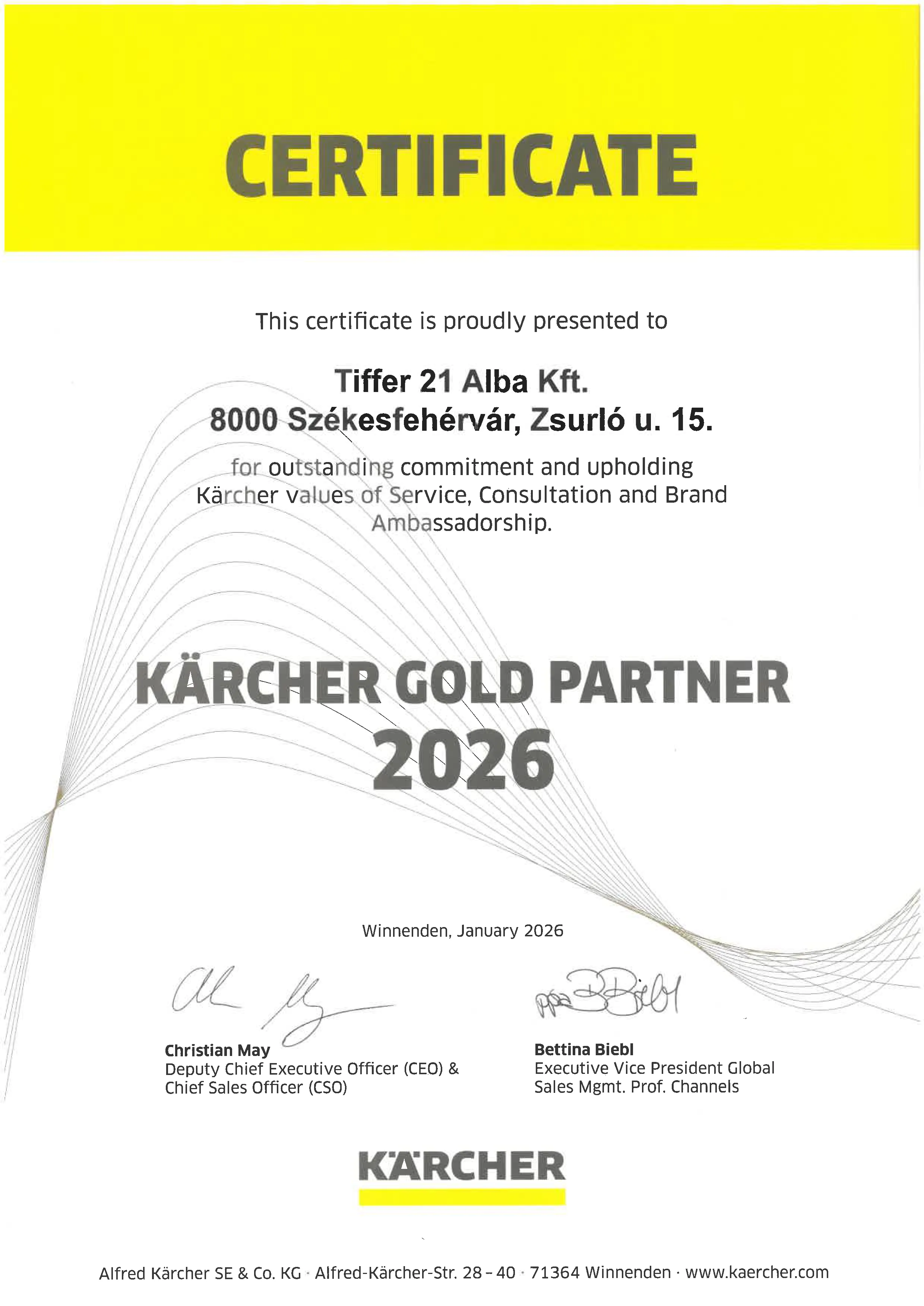 Tiffer 21 Alba Kft. K&auml;rcher Tan&uacute;s&iacute;tv&aacute;ny